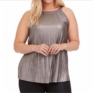 Torrid Elegant Tank Top Gold Metallic Goddess Pleated Blouse Size: 2XL